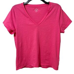 J. CREW The Slub Cotton Tee in pink 100% cotton v-neck tshirt size Large